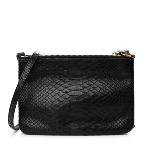 black snakeskin celine bag|CELINE Snakeskin Small Trio Crossbody Bag Black.